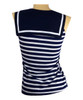 Back view (angle 180°) - Blue white stripes and white bow navy sailor top Back view (angle 180°) - Blue white stripes and white bow navy sailor top