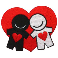 Red heart - black and white love couple