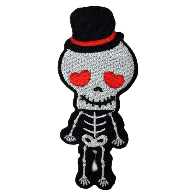 Tophat skeleton - red hearts eyed