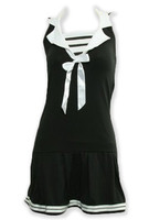 Front - Navy stripes pin up black and white