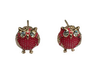 Chubby owl red gold angry crystal eyes