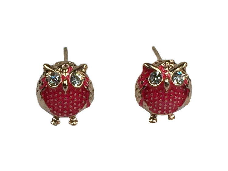 Chubby owl red gold angry crystal eyes