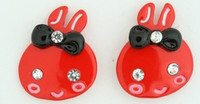 C cute bunny red colorful stud