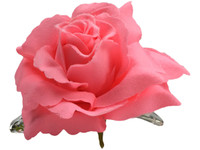 Pink rose single hair flower clips