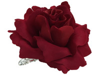 Red dark rose single hair flower clips