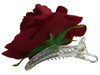 Red dark rose single hair flower clips