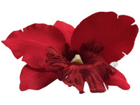 Red orchid single hair flower clips