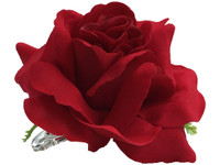 Red rose single hair flower clips