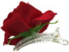 Red rose single hair flower clips