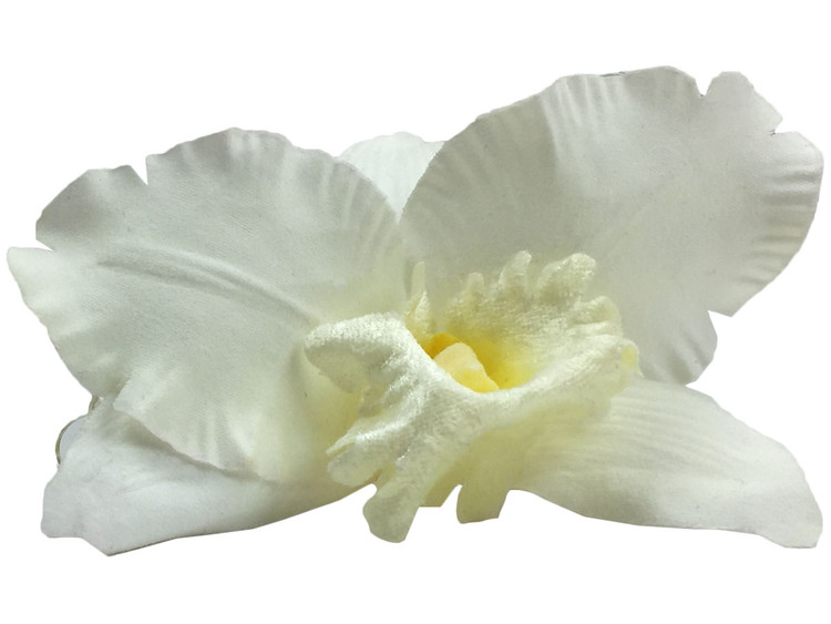 White orchid single hair flower clips