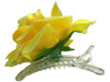 Yellow rose single hair flower clips