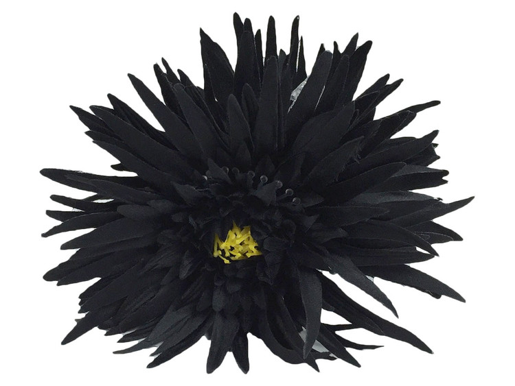 Black daisy double hair flower clips