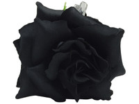 Black rose double hair flower clips
