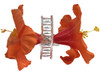 Orange hibiscus double hair flower clips