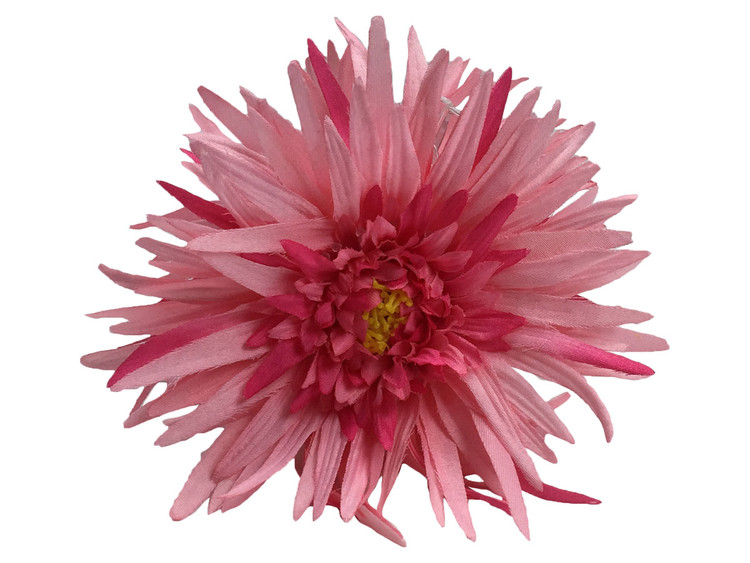 Pink daisy double hair flower clips