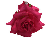 Pink dark rose double hair flower clips