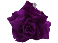 Purple rose double hair flower clips