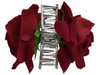 Red dark rose double hair flower clips