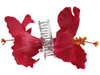 Red hibiscus double hair flower clips