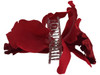 Red orchid double hair flower clips
