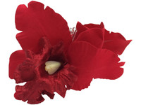 Red orchid double hair flower clips