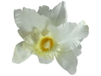 White orchid double hair flower clips