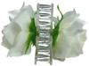 White rose double hair flower clips