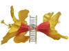 Yellow hibiscus double hair flower clips