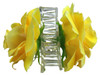 Yellow rose double hair flower clips