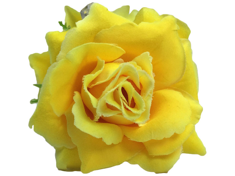 Yellow rose double hair flower clips