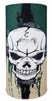 Angry skull on splashy green