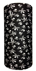 Pirate skulls and swords on black - multi headwear