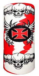 Skull squad and cross on Red and white - multi headwear