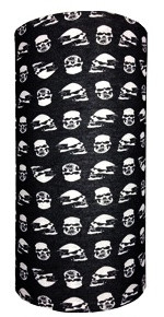 Small white skulls on black - multi headwear