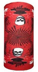 White skulls and rays on red - multi headwear