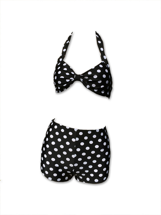 Dots big on black bikini pin up