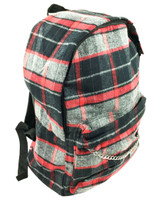 Black grey-red check rucksack