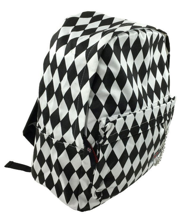 Diamond game check black-white check rucksack