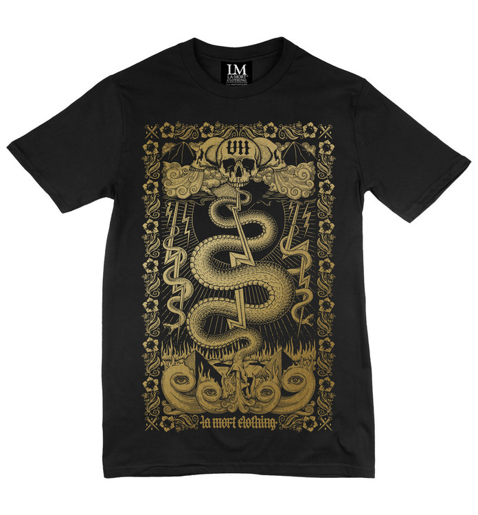 Gold on black la mort t-shirt