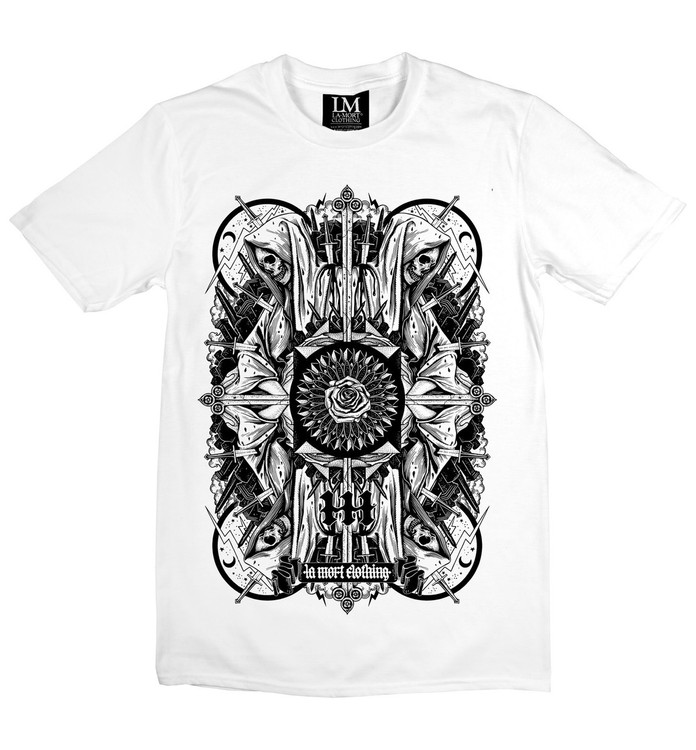 Four skulls - black on white la mort t-shirt