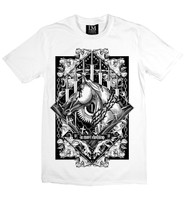 Swords and horse - black on white la mort t-shirt