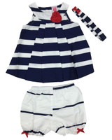 Baby kid set - stripe navy blue