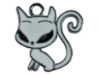 Cat long tail white necklace pendant