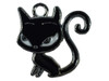 Cat long tail black necklace pendant 