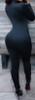 Back - Black deep v neck lace up front onesies