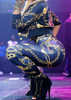 Three quarter sleeve gold chains printed catsuit