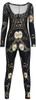 Front - Three quarter sleeve gold chains printed catsuit