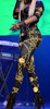 Side - Three quarter sleeve gold chains printed catsuit
