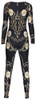 Back - Three quarter sleeve gold chains printed catsuit