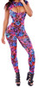 Back - neon graphic maze print catsuit